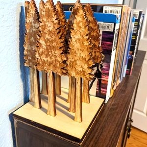 Carved wooden tree bookends